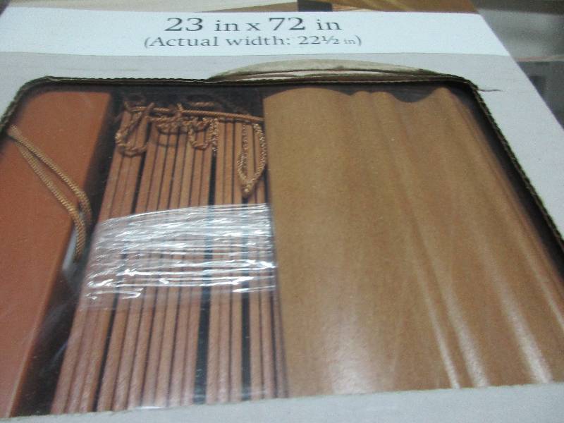 lot 2 image: 4 - 2 GOLDEN OAK FAUX WOOD BLINDS 46X64   23X72   34X64   34X64