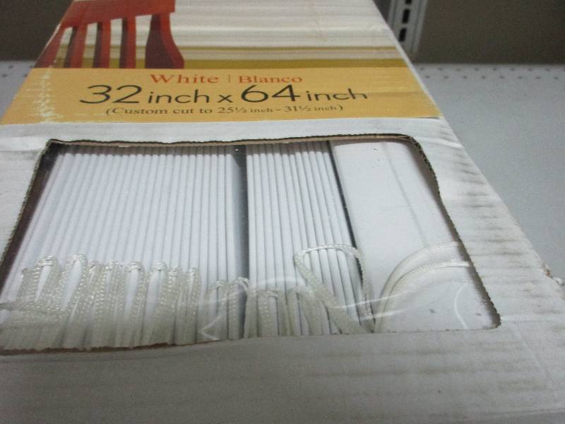 lot 3 image: 3 - 2 WHITE FAUX WOOD BLINDS 32X64   32X64   35X64