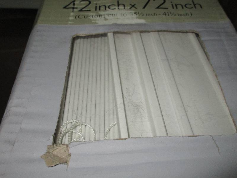 lot 7 image: 2 - 2 white faux wood blinds 42x72   46x48