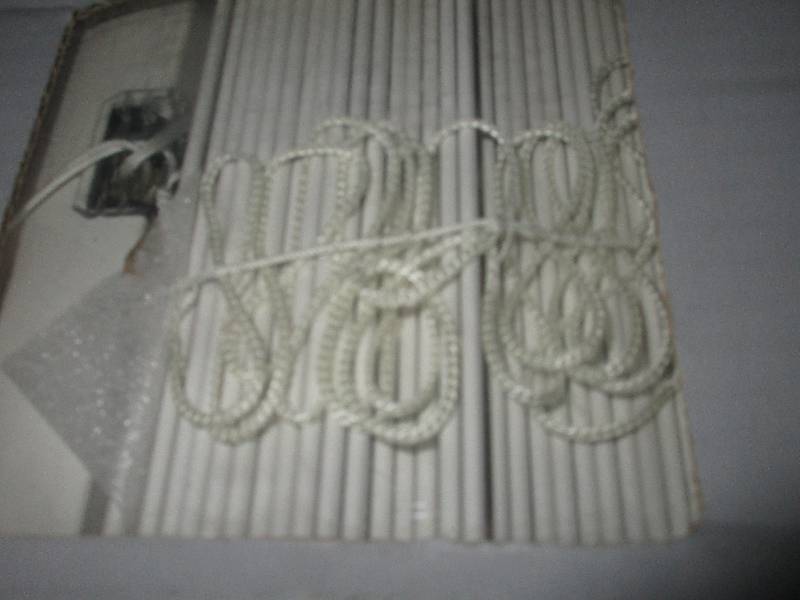 lot 8 image: 2 - 2 white faux wood blinds 35x84   38x54