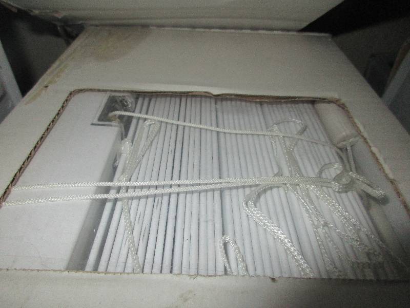 lot 13 image: 3 - 2 white faux wood blinds 34x64   31x64   30x64