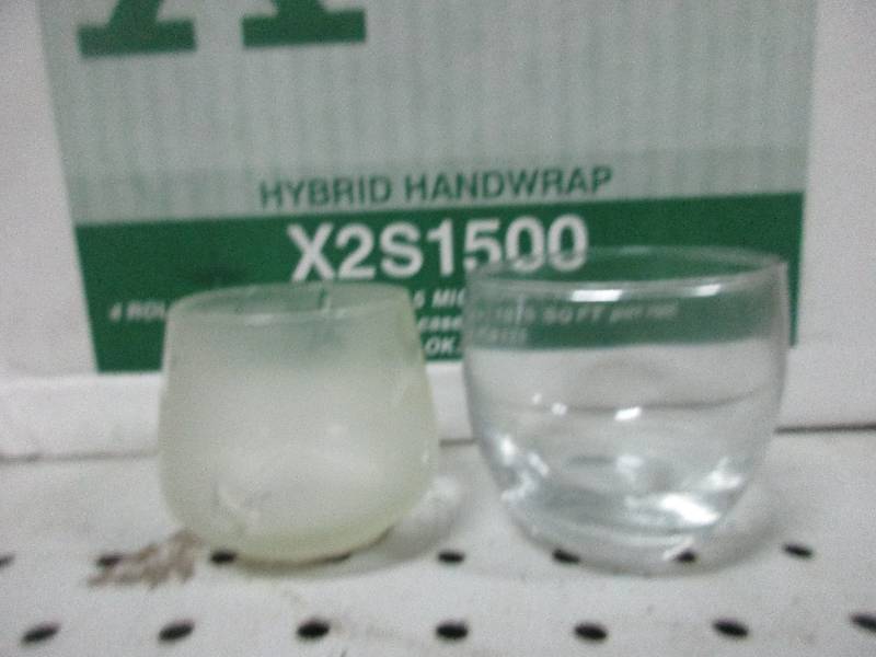 lot 53 image: big box of tea light holders frosted w stars and clear