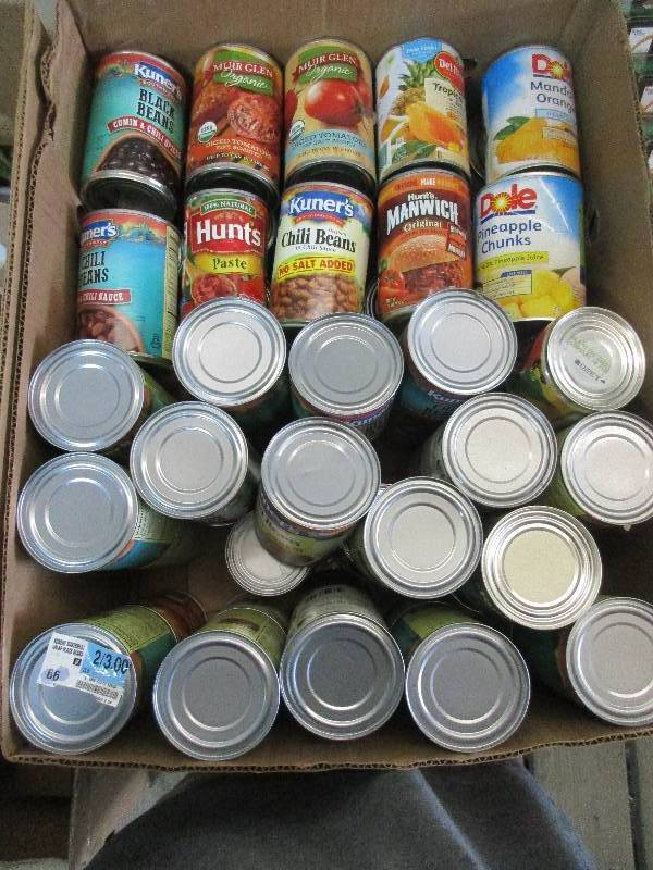 lot 97 image: tomato sauce - Manwich - canned fruit - beans - NOT expired 45 cans or more