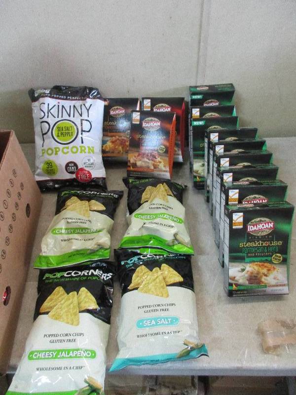 lot 98 image: 12 boxes scallop potatos 5 bags popcorn - expired