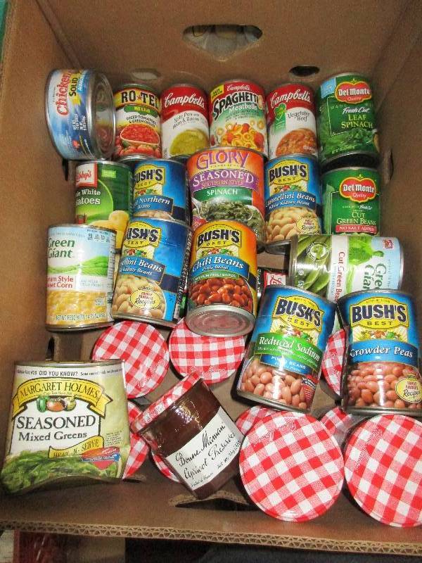 lot 105 image: 9 jars apricot preserves - assorted canned goods - Expired