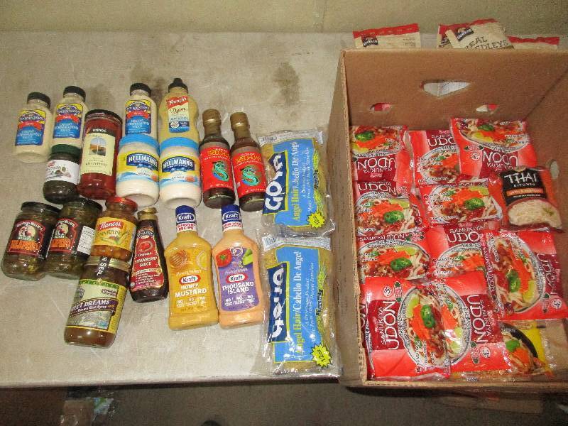 lot 107 image: noodles and condiments - Expired