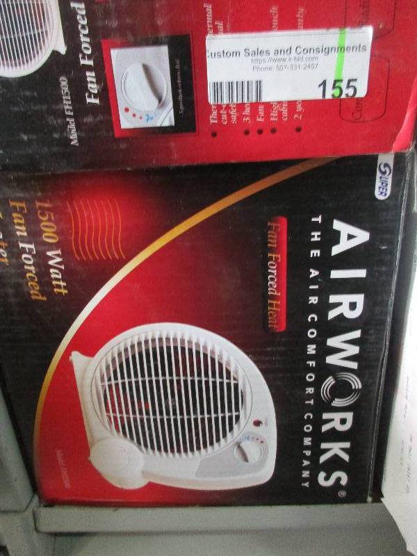 lot 155 image: 10 air works fan forced heaters