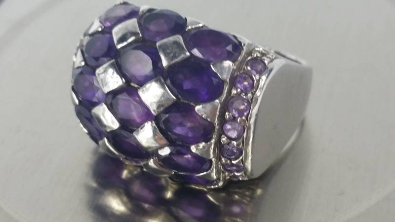 Large Amethyst Sterling Silver Cocktail Ring