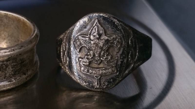 Two Vintage Sterling Silver Rings Boy Scounts & Band