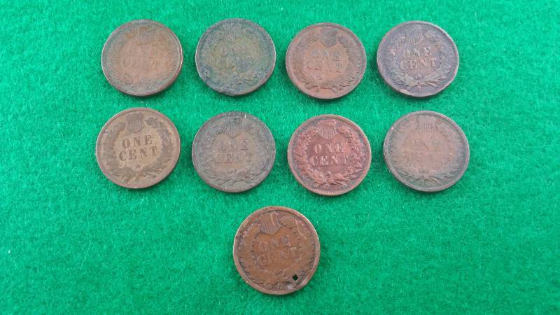 Group of (9) Indian Head Cents