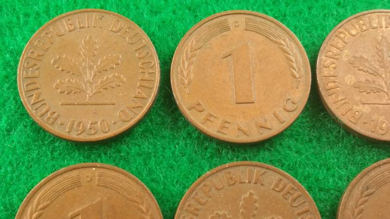 Group of (20) 1950 D German 1 Pfenning