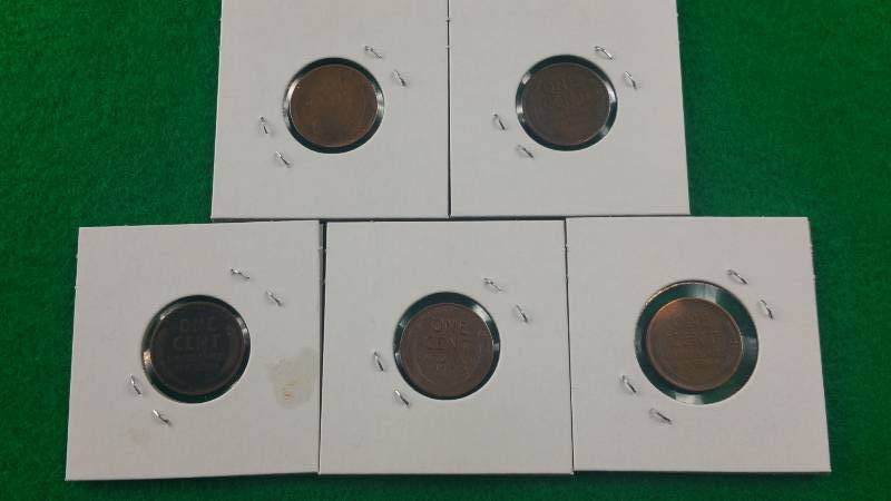 Group of (5) Better Wheat Cents