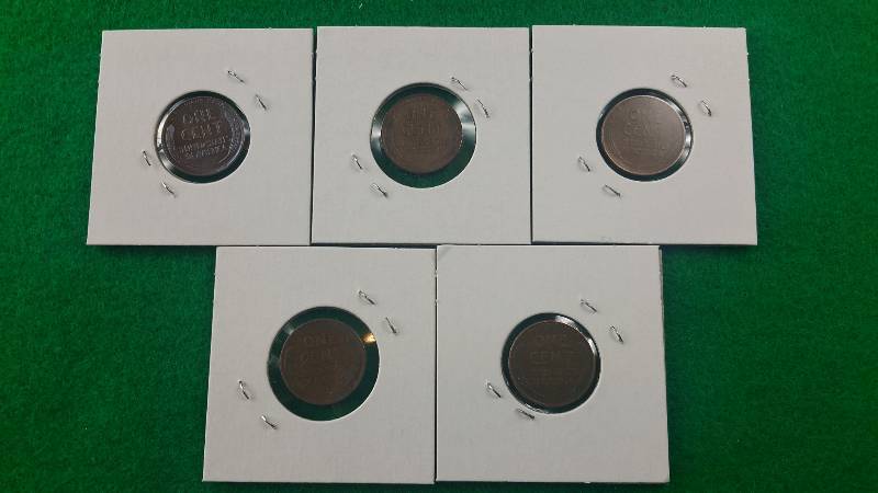Group of (5) Better Wheat Cents