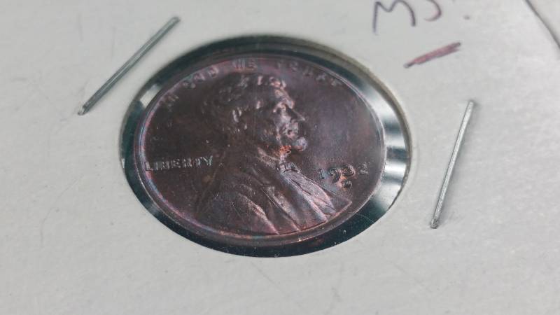 1932 D, 1953 D, 1955 D Wheat Cents Rainbow Toned