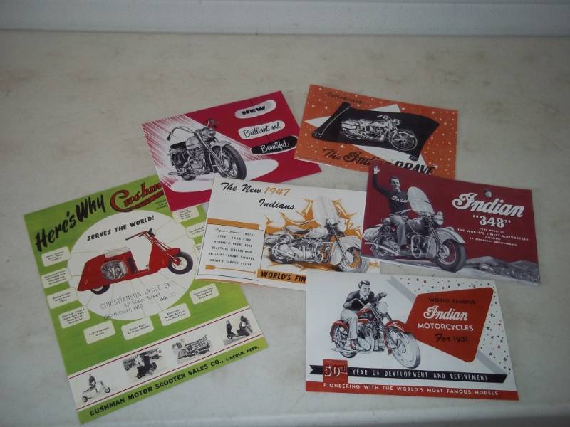 lot 32 image: Vintage reprint Harley Davison & Indian sales brochures