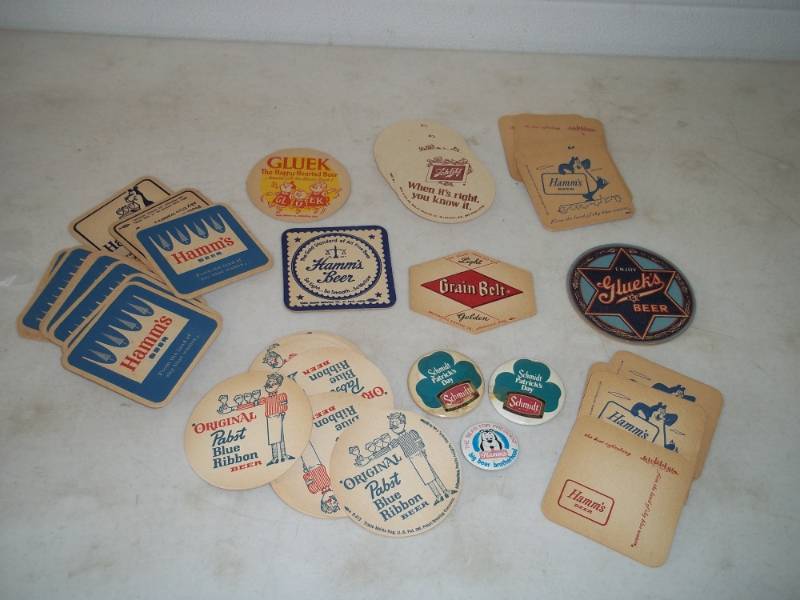 lot 39 image: Vintage Beer Coasters and Pins
