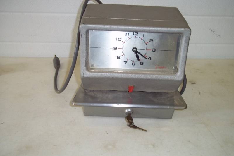 lot 48 image: Vintage Simplex time clock with keys