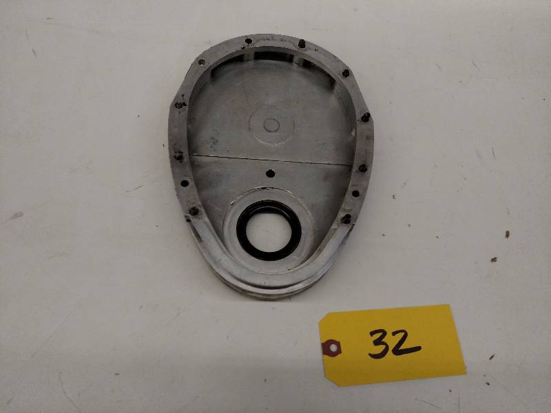 lot 32 image: SBC Manley 2 pc. Aluminum Timing Co...
