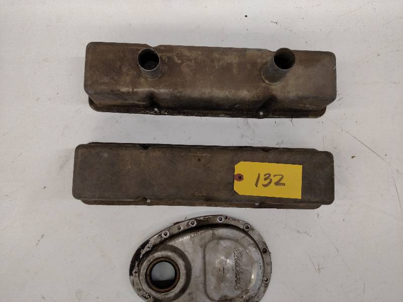 lot 132 image: SBC Valve Covers & Timing Cover...