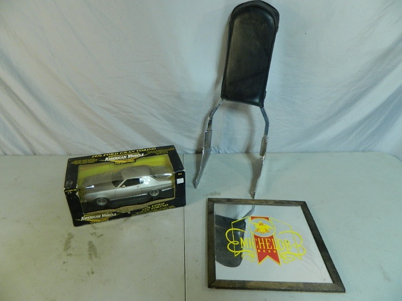 Diecast Car, Harley Seat Back, Michelob Mirror