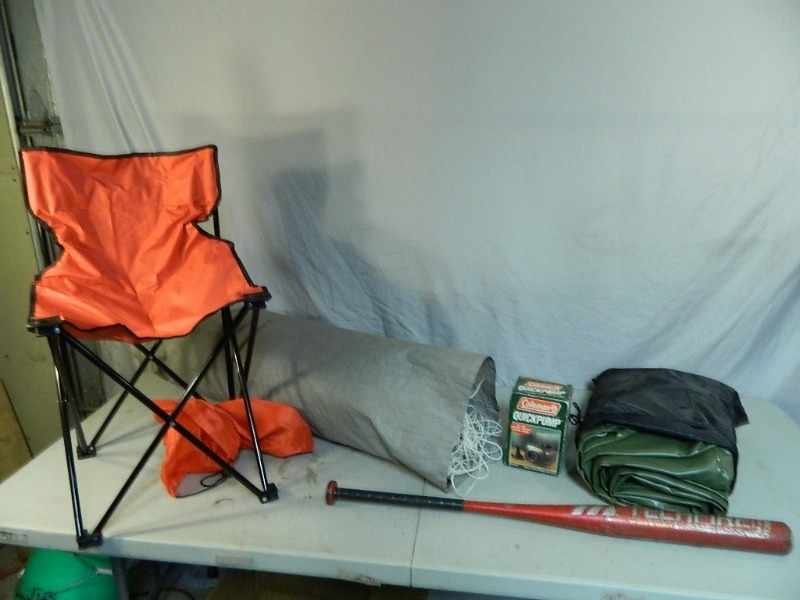 Large Tent, Air Mattress, Air Pump, Basball bat