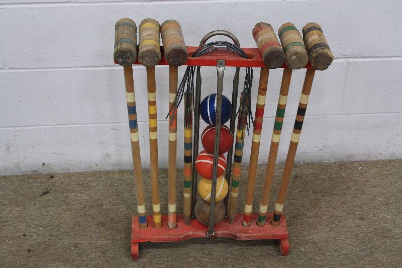 lot 59 image: Vintage Croquet Set with Stand