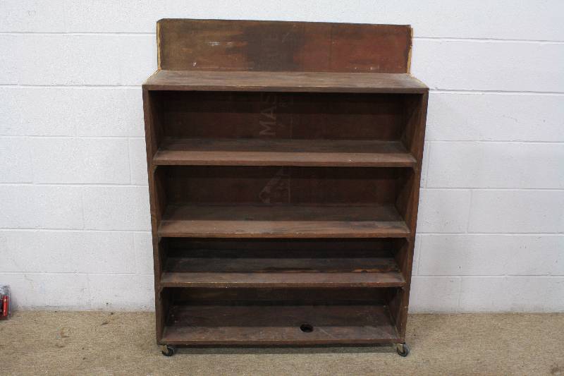 lot 98 image: Wood Shelf on Wheels