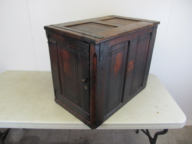 lot 16 image: Antique Wood File Cabinet (No Drawers)