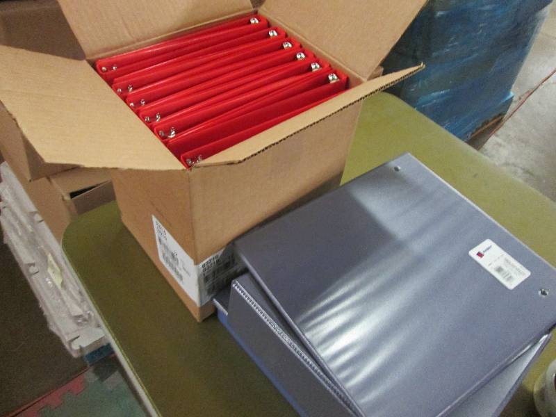 lot 53 image: 12 Red 1 inch 3 ring binders, 4 eac...