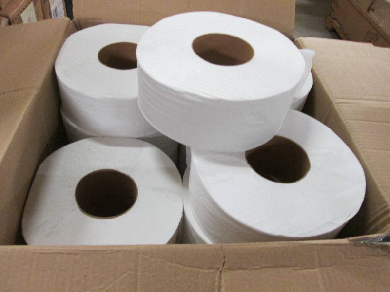 lot 75 image: Case of 12 Jumbo Rolls 2ply Bath Ti...