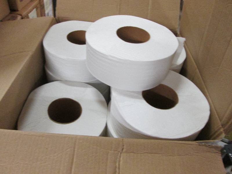 lot 76 image: Case of 12 Jumbo Rolls 2ply Bath Ti...