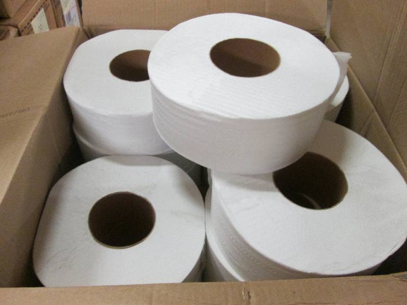 lot 77 image: Case of 12 Jumbo Rolls 2ply Bath Ti...