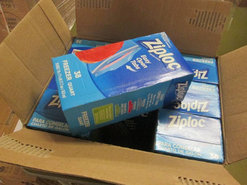 lot 114 image: Case of 9 boxes Ziploc freezer Bags...