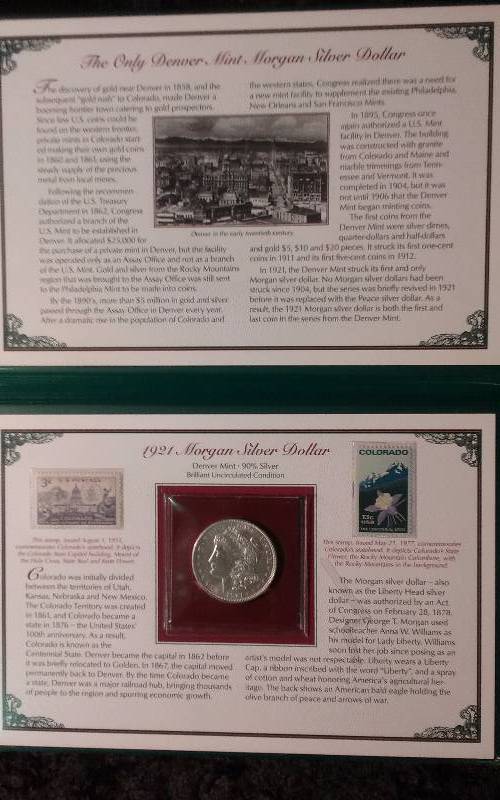 1921 Morgan Silver Dollar, Denver Mint, 90% Silver