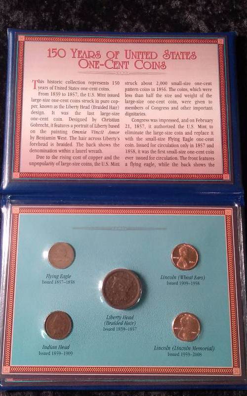 150 Years of United States One-Cent Coins in Portfolio