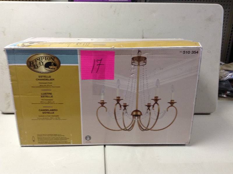 lot 17 image: Hampton Bay Estelle Chandelier Never used