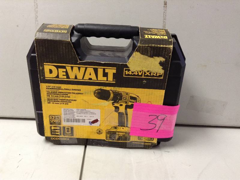 lot 39 image: Dewalt 14.4-Volt XRP Ni-Cad 12 in. Cordless Hammer DrillDriver model DCD930KX not used