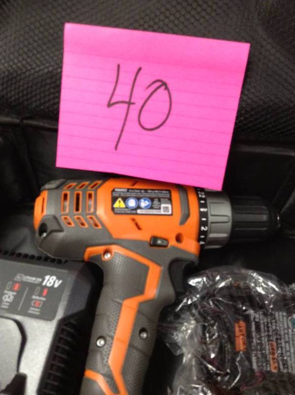 lot 40 image: Ridgid 18-Volt Lithium-Ion 12 in. Cordless Compact DrillDriver Kit not used
