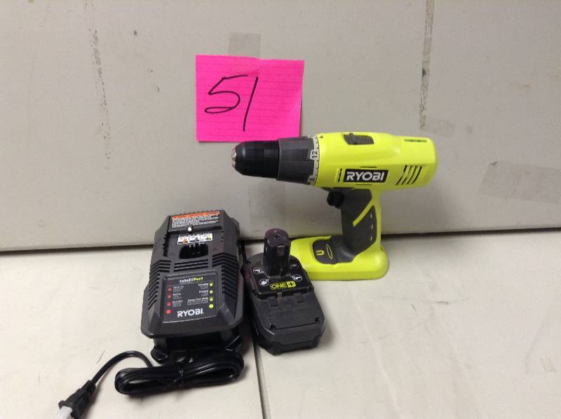 lot 51 image: Ryobi One 18V 18V Starter Drill Kit P1810