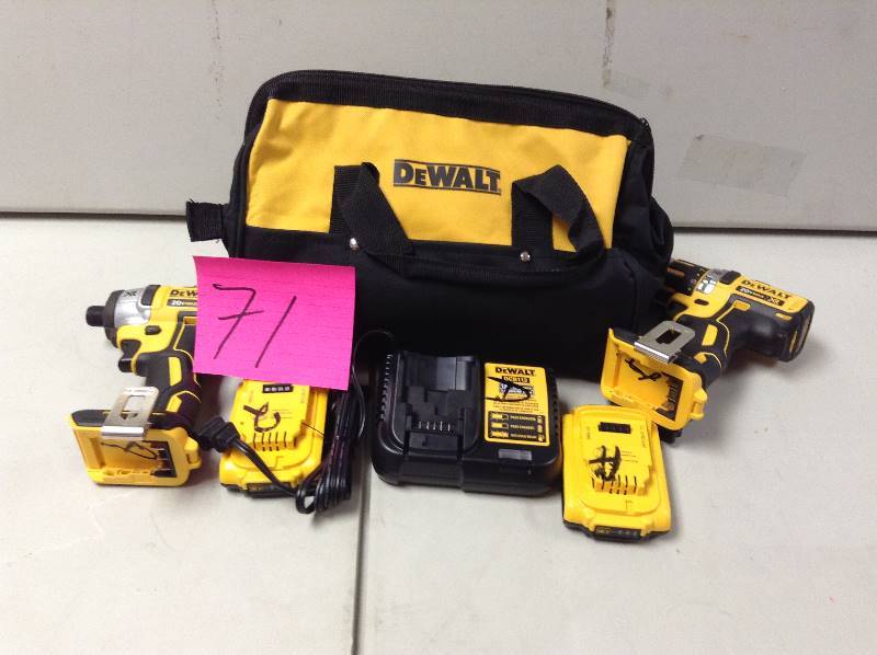 lot 71 image: Dewalt 20-Volt Lithium-Ion Cordless Combo Kit (2-Tool) Never used