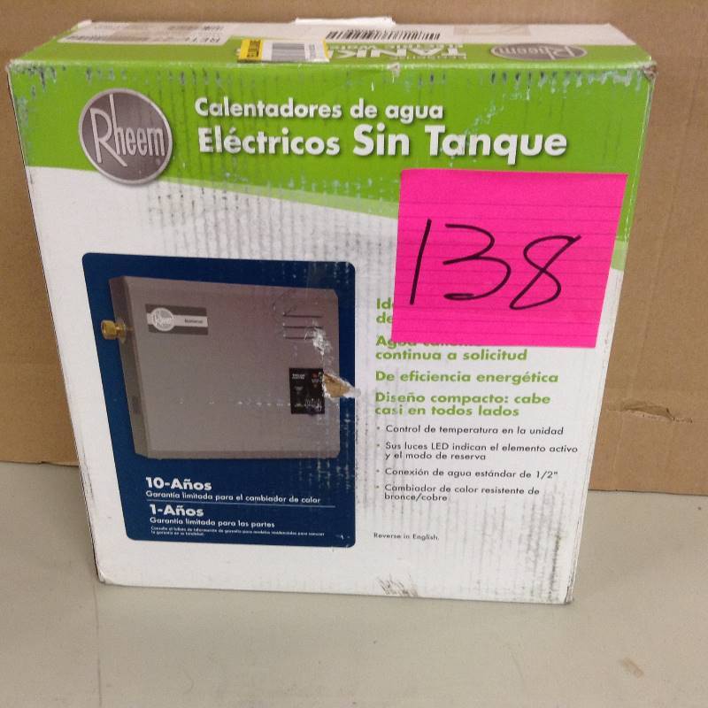 lot 138 image: Rheem RETE-27 - 27kW 4.1 GPM Tankless Electric Water Heater