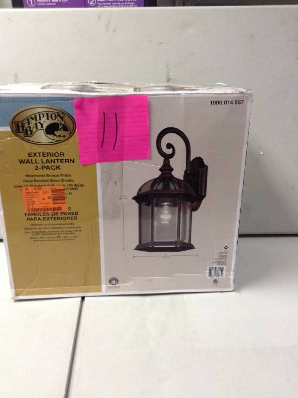 lot 11 image: Hampton Bay Exterior Wall Lamp 2 Pack