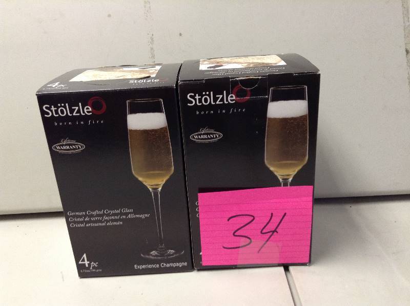 lot 34 image: Lot of 2 sets Stolzle german crafted crystal glass never used