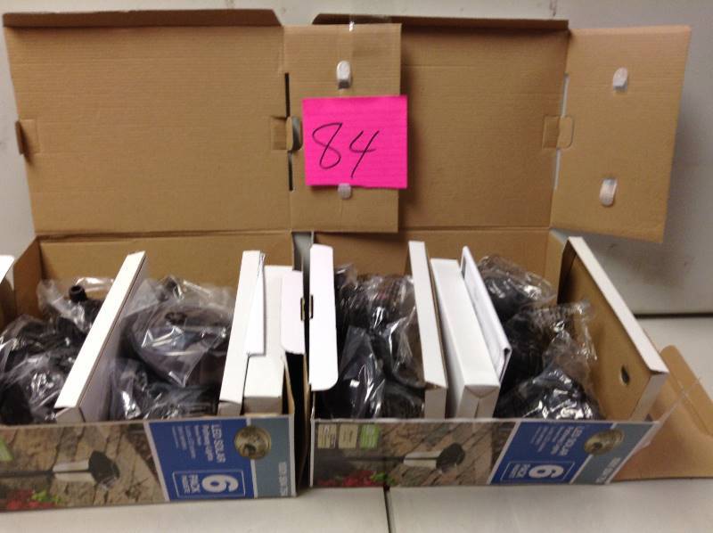 lot 84 image: Lot of 2 6 Pack Hamptom Bay LED Solar Pathway Lights