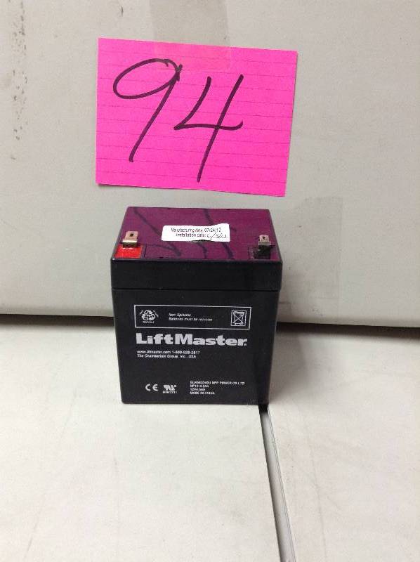 lot 94 image: Chamberlain Replacement Battery for Garage Door Opener with battery backup system