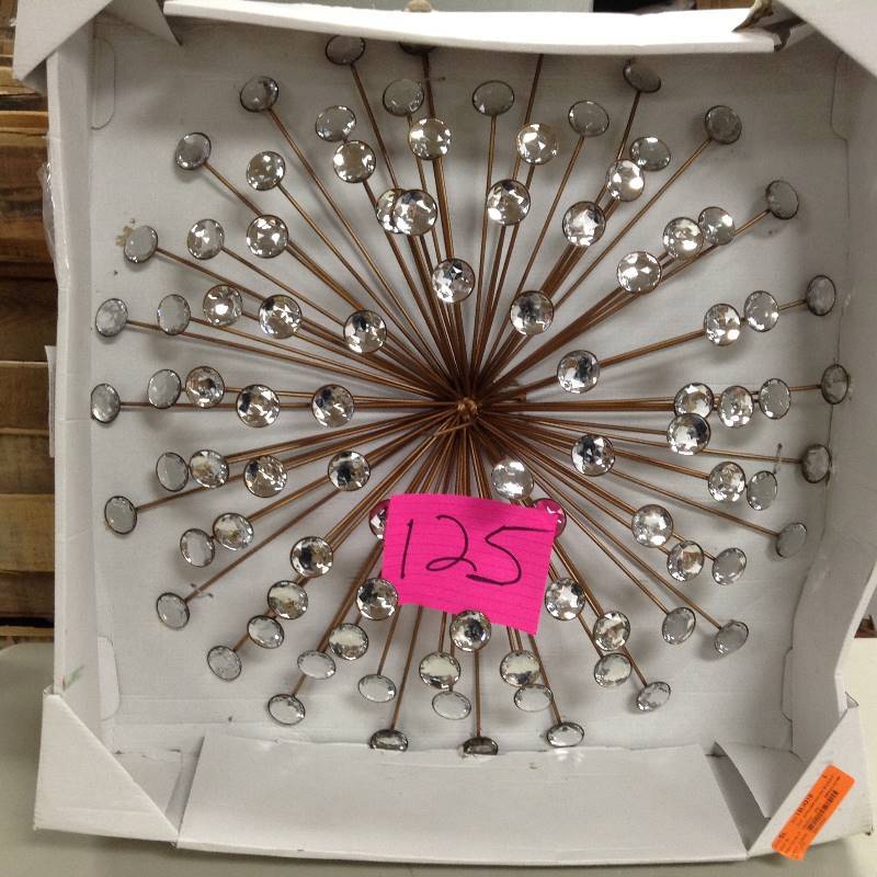 lot 125 image: Stratton Home Decor Metallic Jeweled Sunburst Wall Dcor missing one mirror