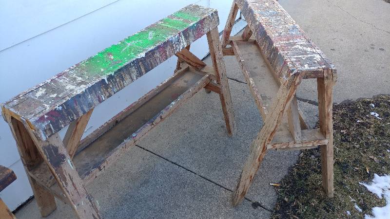 lot 170 image: 7 - Wooden Sawhorses