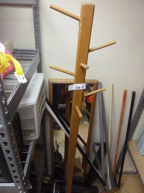 lot 577 image: Coat Rack, Mirror and Suitcase Dolly