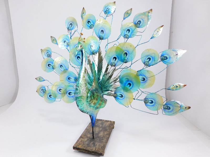 Metal and Seashell Peacock
