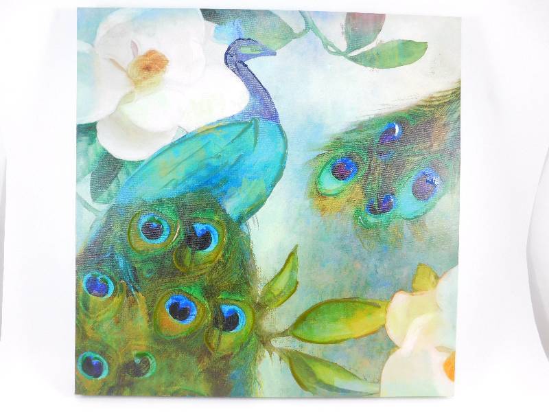 Peacock Wall Art - 24 x 24
